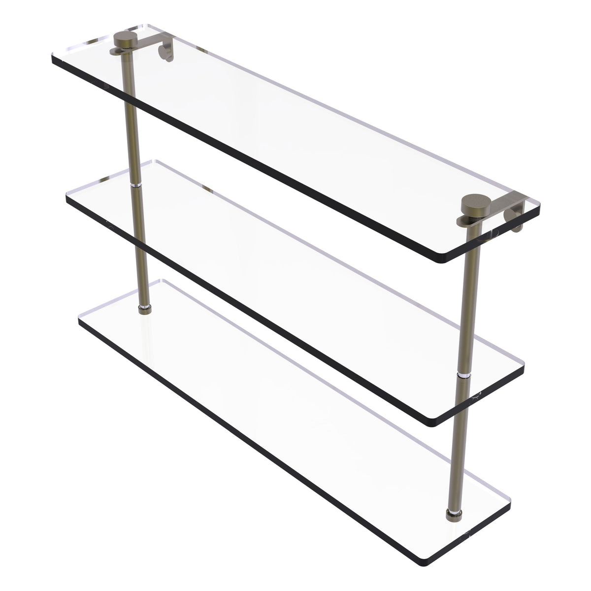 Allied Brass 3-Tier Clear Glass Bathroom Shelf, Antique Pewter – 16 in. L x 15 in. H x 5 in. W