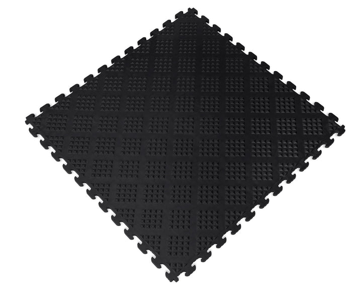 Norsk NSMPRD6BLK Raised Diamond Pattern PVC Floor Tiles, 13.95 Sq. Ft., Black, 6-Pack