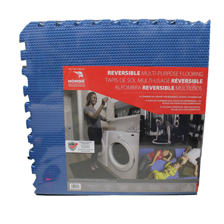 Norsk Reversible Multi-Purpose Flooring, 6 Pieces, Blue/Black, 24 sq ft Coverage