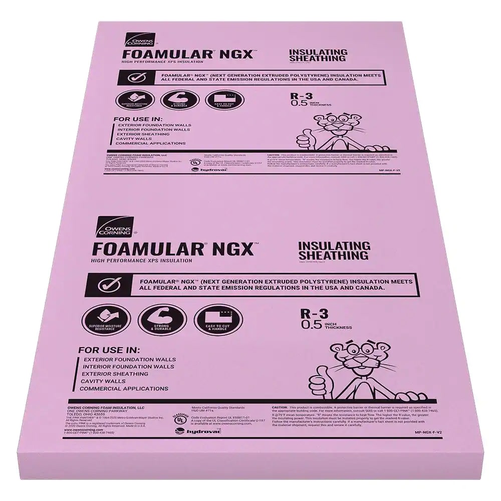 Owens Corning FOAMULAR Foam Boar Square Edge NXG 0.5" x 48" x 96"