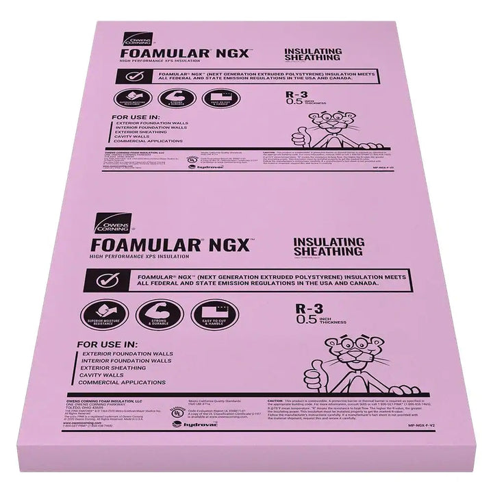 Owens Corning FOAMULAR Foam Boar Square Edge NXG 0.5" x 48" x 96"