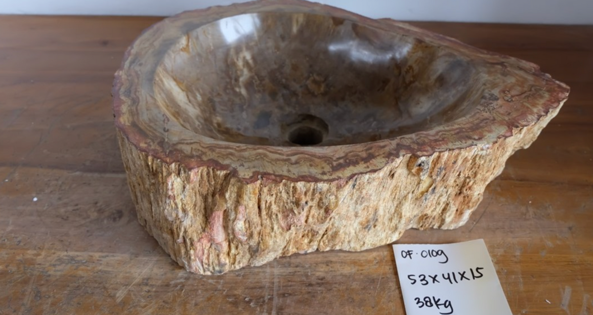 (Please choose your sink) Eden Bath Natural Stone Mid-Sized Vessel Sink in Petrified Wood