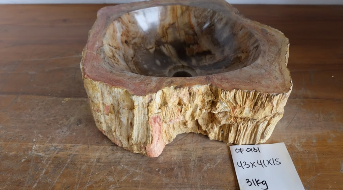 (Please choose your sink) Eden Bath Natural Stone Mid-Sized Vessel Sink in Petrified Wood