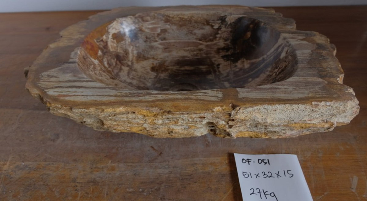 (Please choose your sink) Eden Bath Natural Stone Mid-Sized Vessel Sink in Petrified Wood