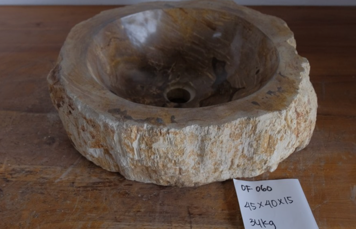 (Please choose your sink) Eden Bath Natural Stone Mid-Sized Vessel Sink in Petrified Wood