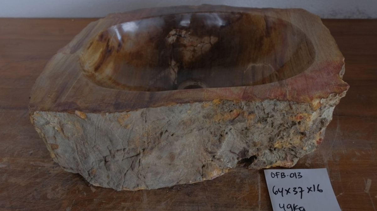 (Please choose your sink) Eden Bath Natural Stone Mid-Sized Vessel Sink in Petrified Wood