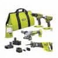 RYOBI ONE+ 18V Brushless Cordless 5-Tool Combo Kit with (1) 1.5 Ah Battery, (1) 4.0 Ah Battery, Charger, and Bag