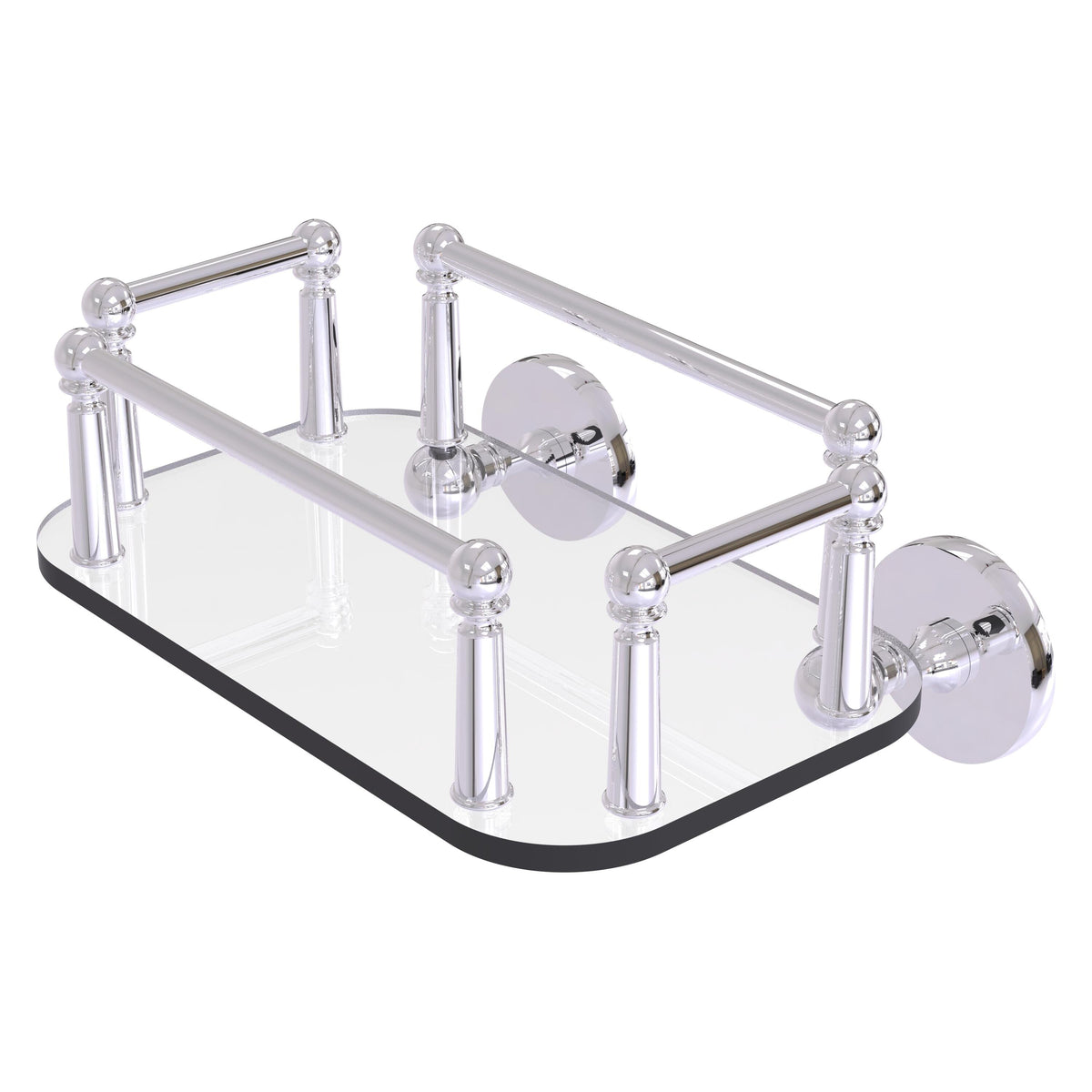 Allied Brass Prestige Skyline Collection Wall Mounted Glass Guest Towel Tray in Polished Chrome