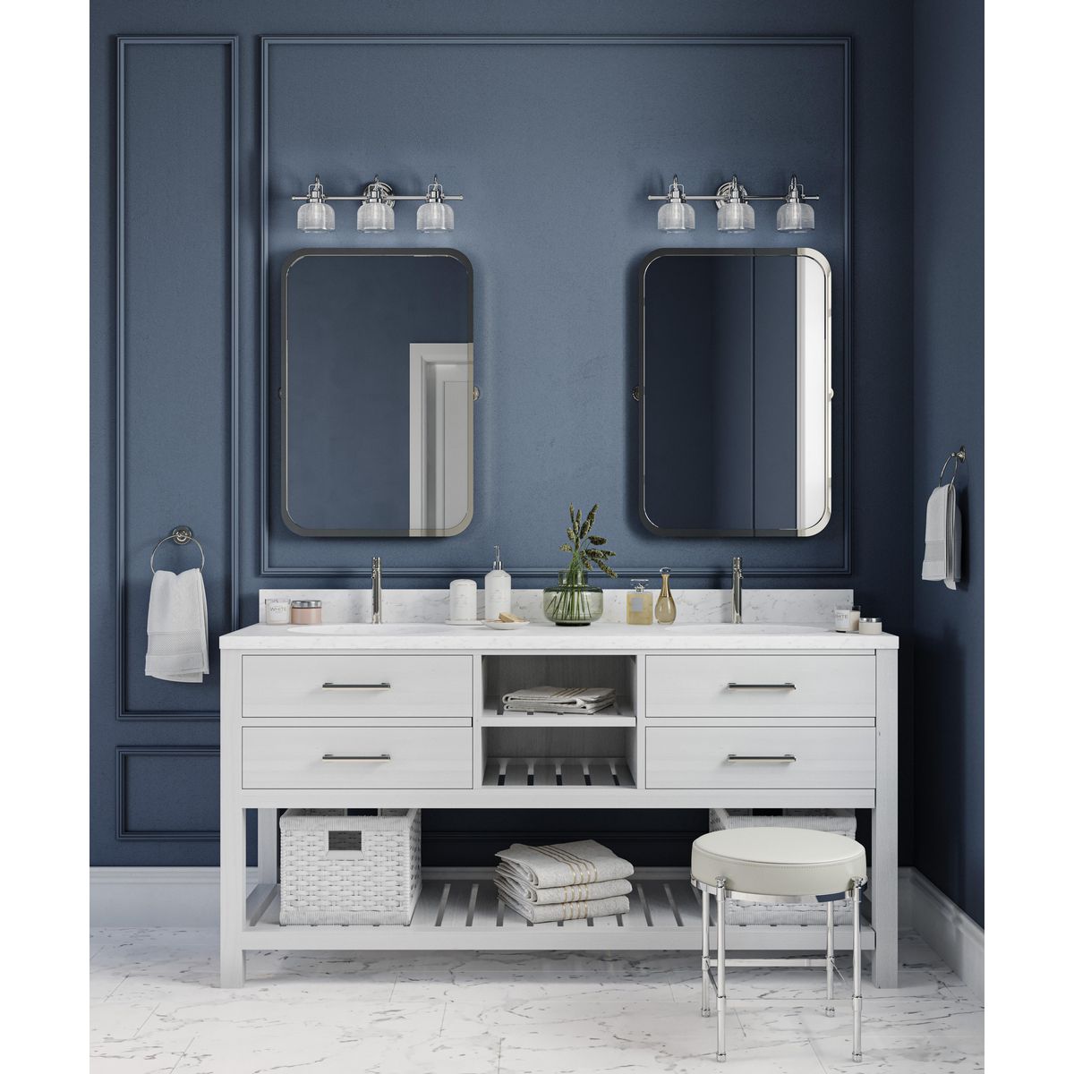 Progress Lighting Archie Collection Three-Light Bath & Vanity, Clear Prismatic Glass, 26.25 in W