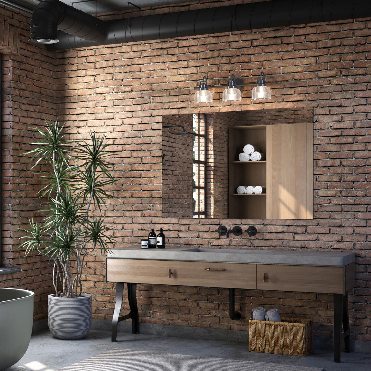 Progress Lighting Archie Collection Three-Light Bath & Vanity, Clear Prismatic Glass, 26.25 in W