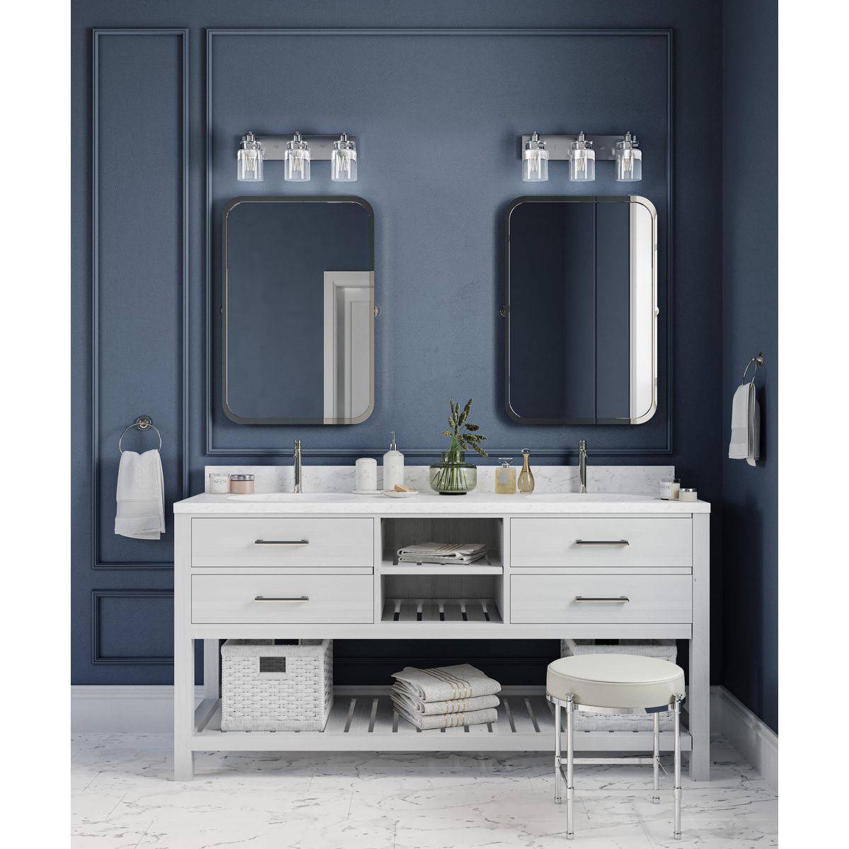 Progress Lighting Calhoun Collection Three-Light Bath & Vanity Light, 21.625 in W x 8.625 in H x 6.875 in D