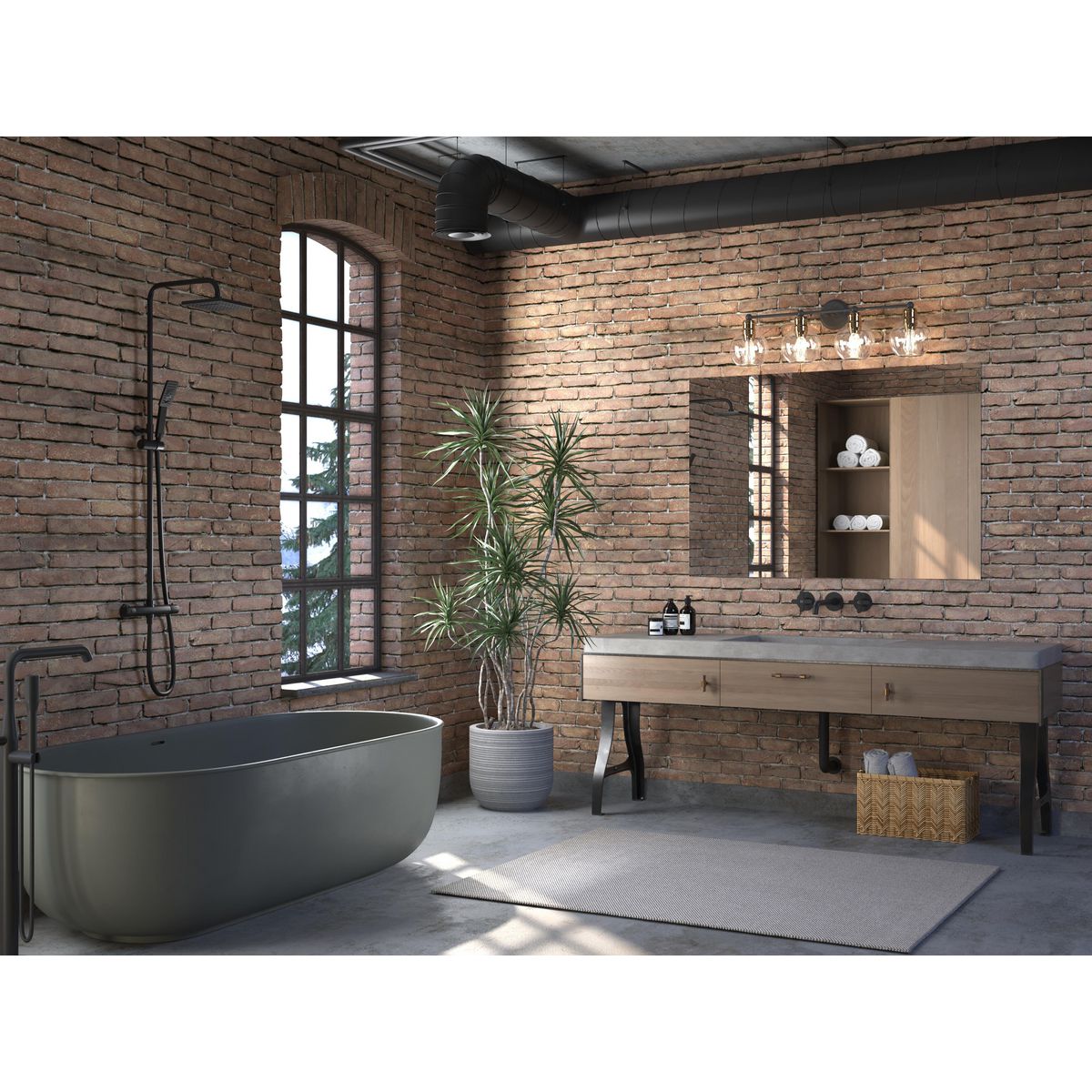 Progress Lighting Hansford Collection Four-Light Bath & Vanity Light, Clear Glass, 33.5 in