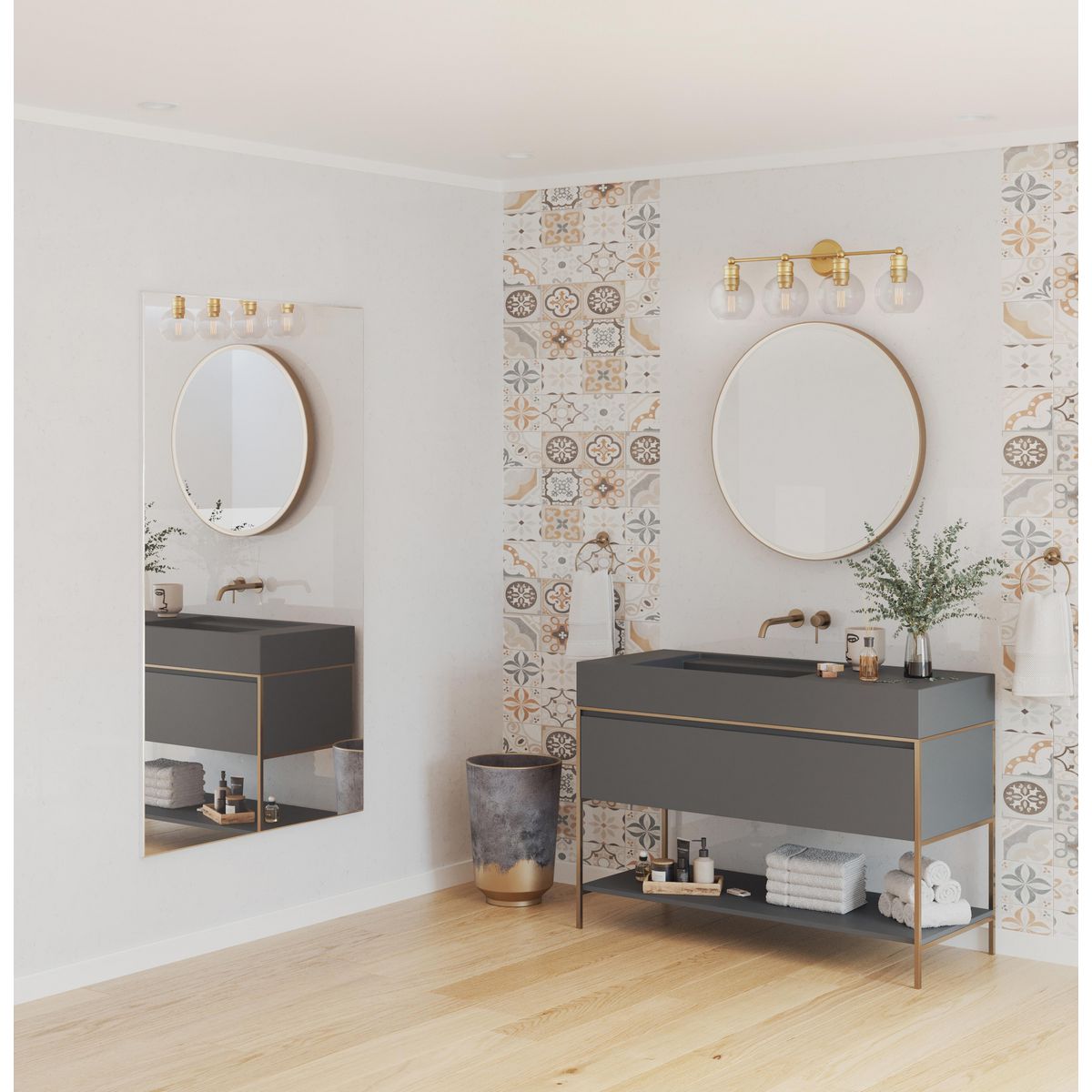 Progress Lighting Hansford Collection Four-Light Bath & Vanity Light, Clear Glass, 33.5 in
