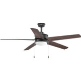 Progress Lighting Whirl 60-in Forged Black LED Indoor/Outdoor Ceiling Fan, 5-Blade