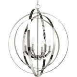 Progress Lighting Equinox Brushed Nickel Transitional Globe Pendant Light, 27.75 in W x 30 in H, 6-Light