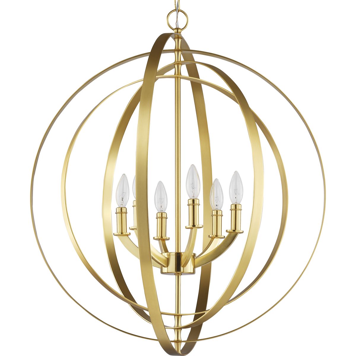Progress Lighting Equinox 6-Light Burnished Silver Transitional Chandelier, 27.75 in W x 30 in H