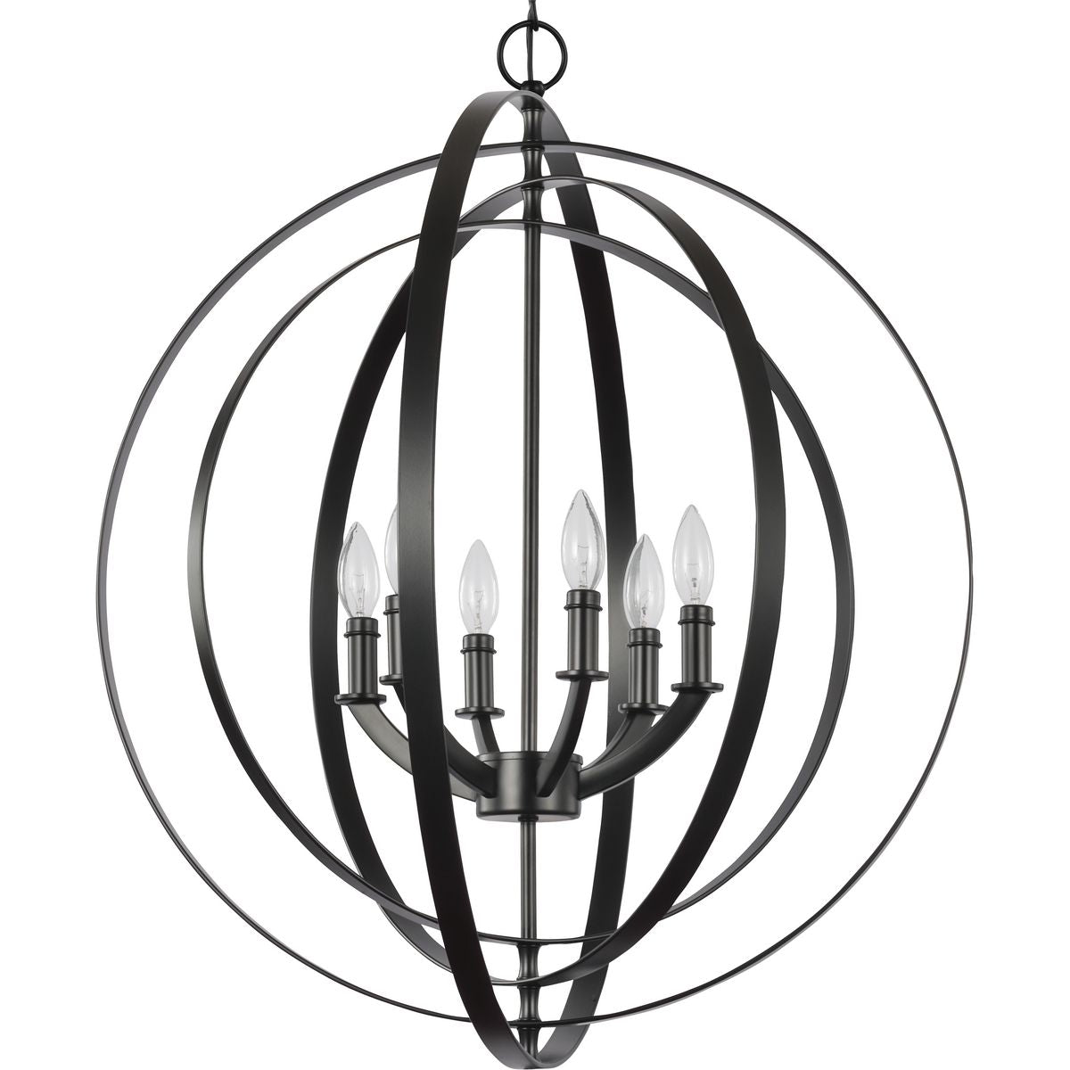 Progress Lighting Equinox Brushed Nickel Transitional Globe Pendant Light, 27.75 in W x 30 in H, 6-Light