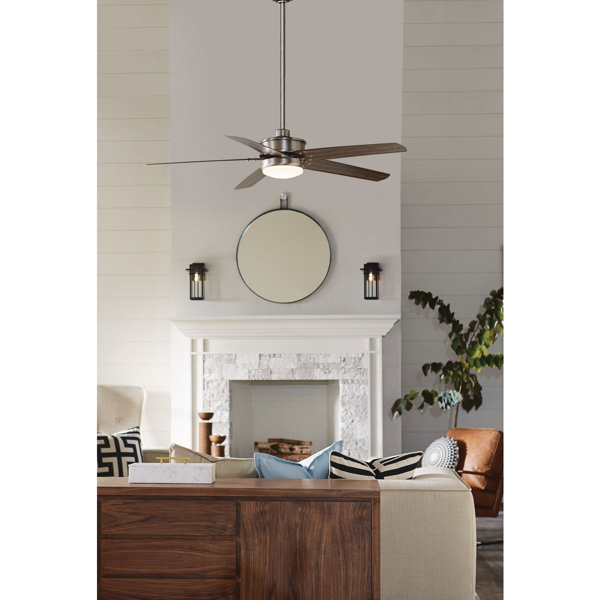 Progress Lighting Whirl 60-in Forged Black LED Indoor/Outdoor Ceiling Fan, 5-Blade