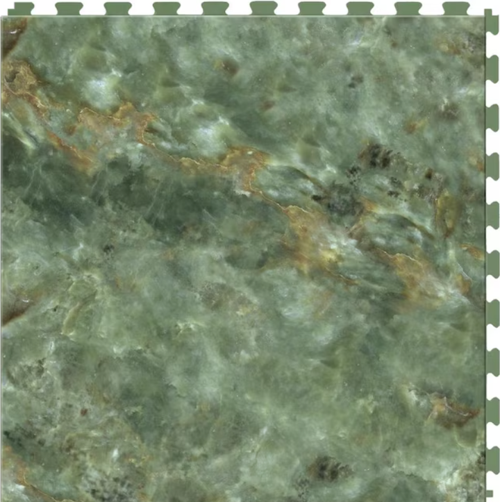 Perfection Floor Tile Sample – Gemstone Collection Verde Stone/Satin Water-Resistant Marble-Look Interlocking Vinyl Tile, 20 in x 20 in, 5 mm