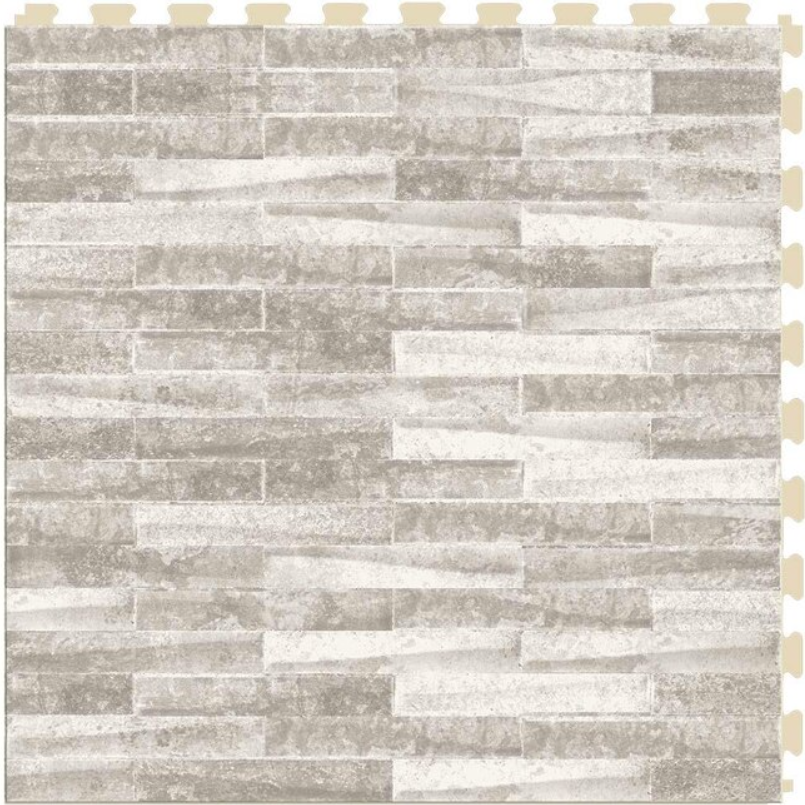 Perfection Floor Tile Sample – Master Mosaic Collection Castle Stone/Satin Wood-Look Interlocking Vinyl Tile, 20 mil Wear Layer, 20 in x 20 in