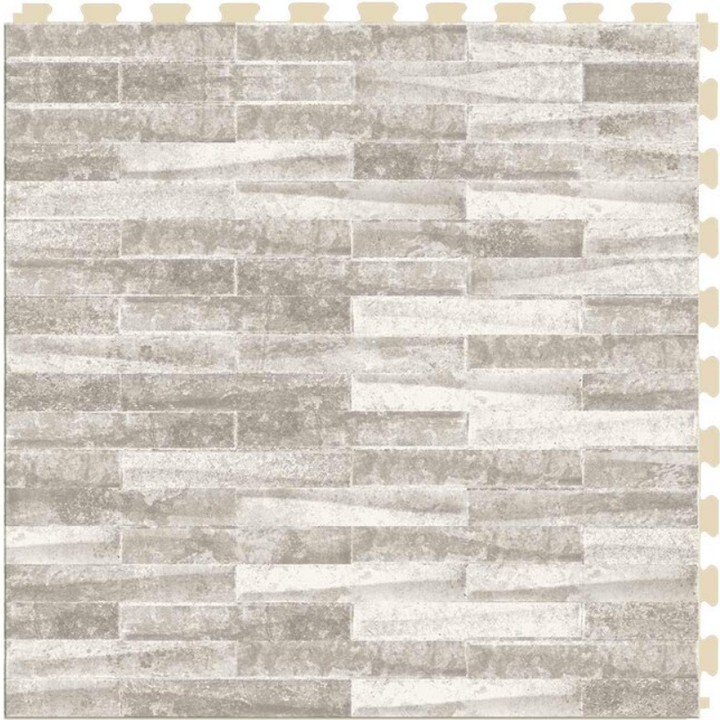Perfection Floor Tile Sample – Master Mosaic Collection Castle Stone/Satin Wood-Look Interlocking Vinyl Tile, 20 mil Wear Layer, 20 in x 20 in