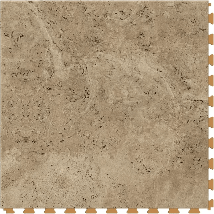 Perfection Floor Tile Sample – Travertine Collection, Camel/Satin Interlocking Vinyl Tile (Water-Resistant)