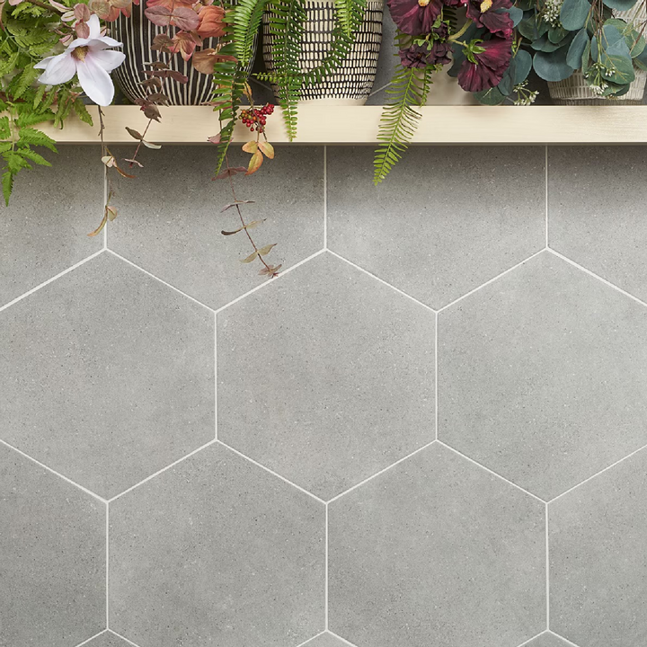 Pergola Gray 12.5" Hexagon Matte Porcelain Tile