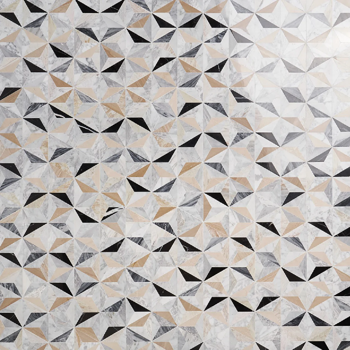 Phantasm Harvest Cream and Gray Polished Mixed Marble Mosaic Tile
