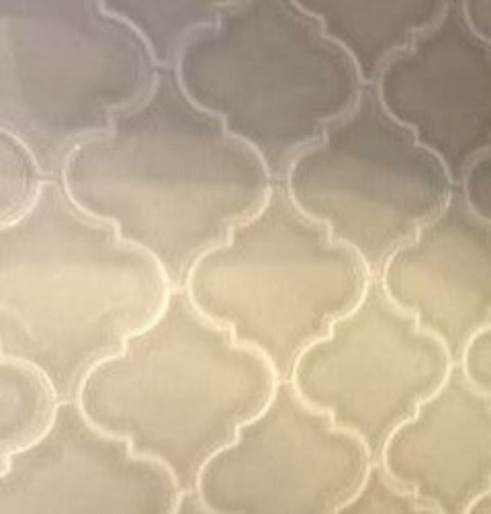 Whisper White Arabesque 10-1/2 in. x 15-1/2 in. x 8 mm Glossy Ceramic Mesh-Mounted Mosaic Wall Tile (11.7 sq. ft. /case)