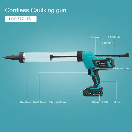 Power Tools Factory Liangye 18V Heavy Duty Cordless Caulk and Adhesive Gun 600ml