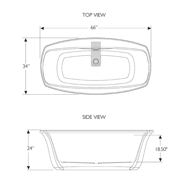 Jacuzzi SOLNA 66 in. x 36 in. Acrylic Rectangular Drop-In Reversible Whirlpool Bathtub in White