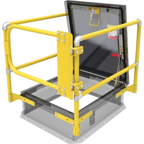 Babcock Roof Hatch Safety Railing Yellow 36" x 30" Front Gate