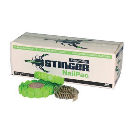 Stinger Plastic Cap NailPac Mill 1" 2M/Box