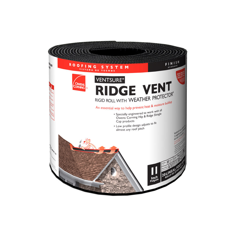 Owens Corning VentSure Rigid Roll Ridge Vent with Weather PROtector 11-1/4" x 20' No Nails