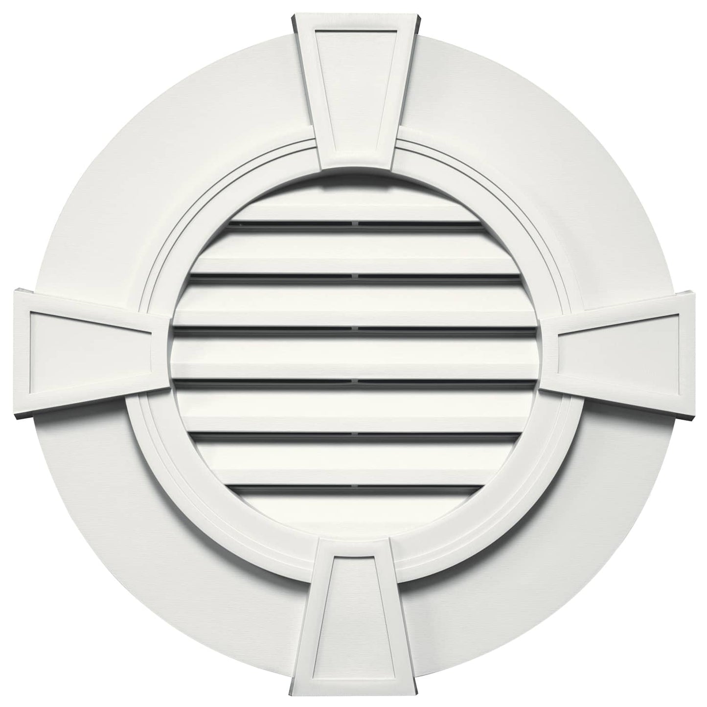 TopShield Round Designer Gable Vent 123 White 30" with Keystones