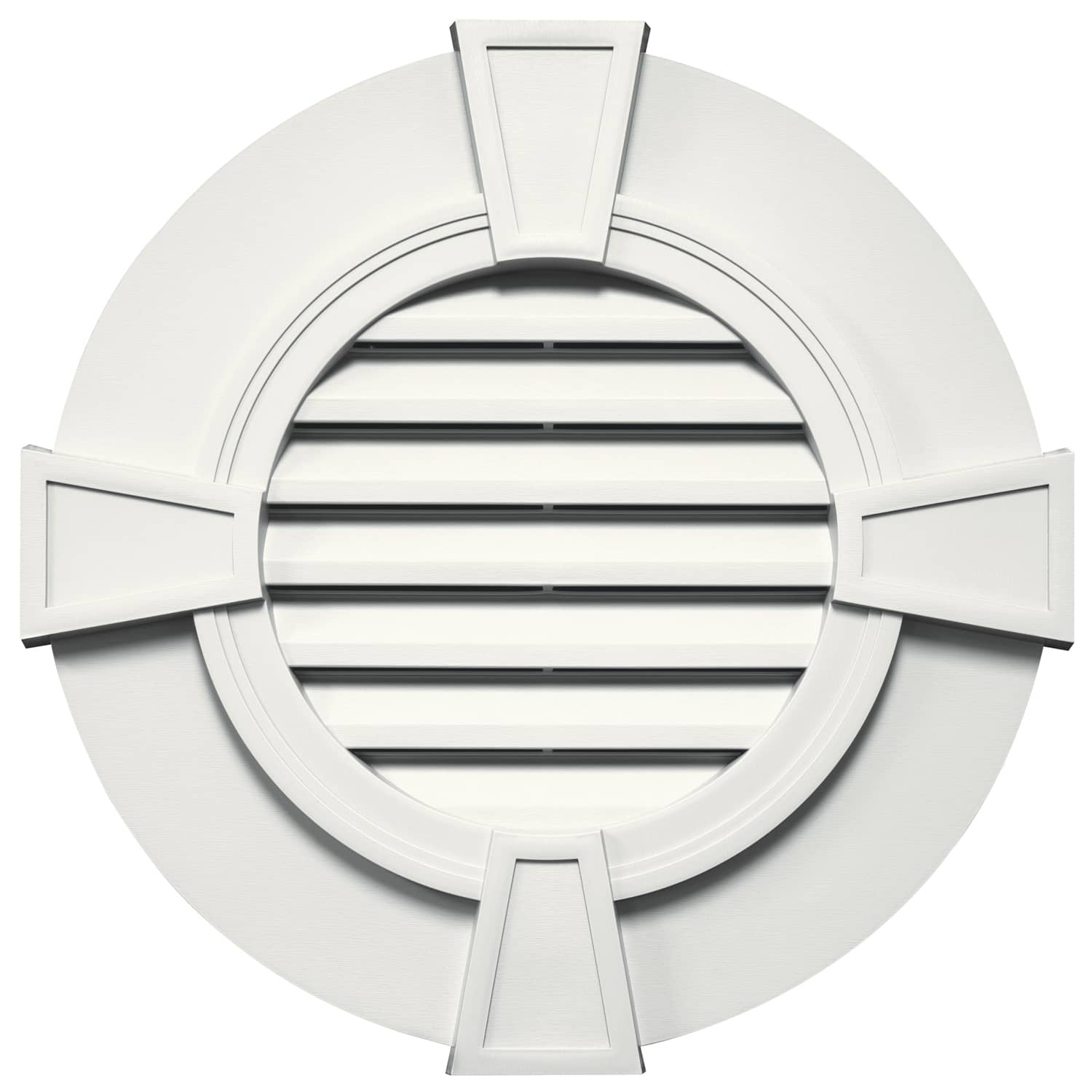 TopShield Round Designer Gable Vent 123 White 30" with Keystones
