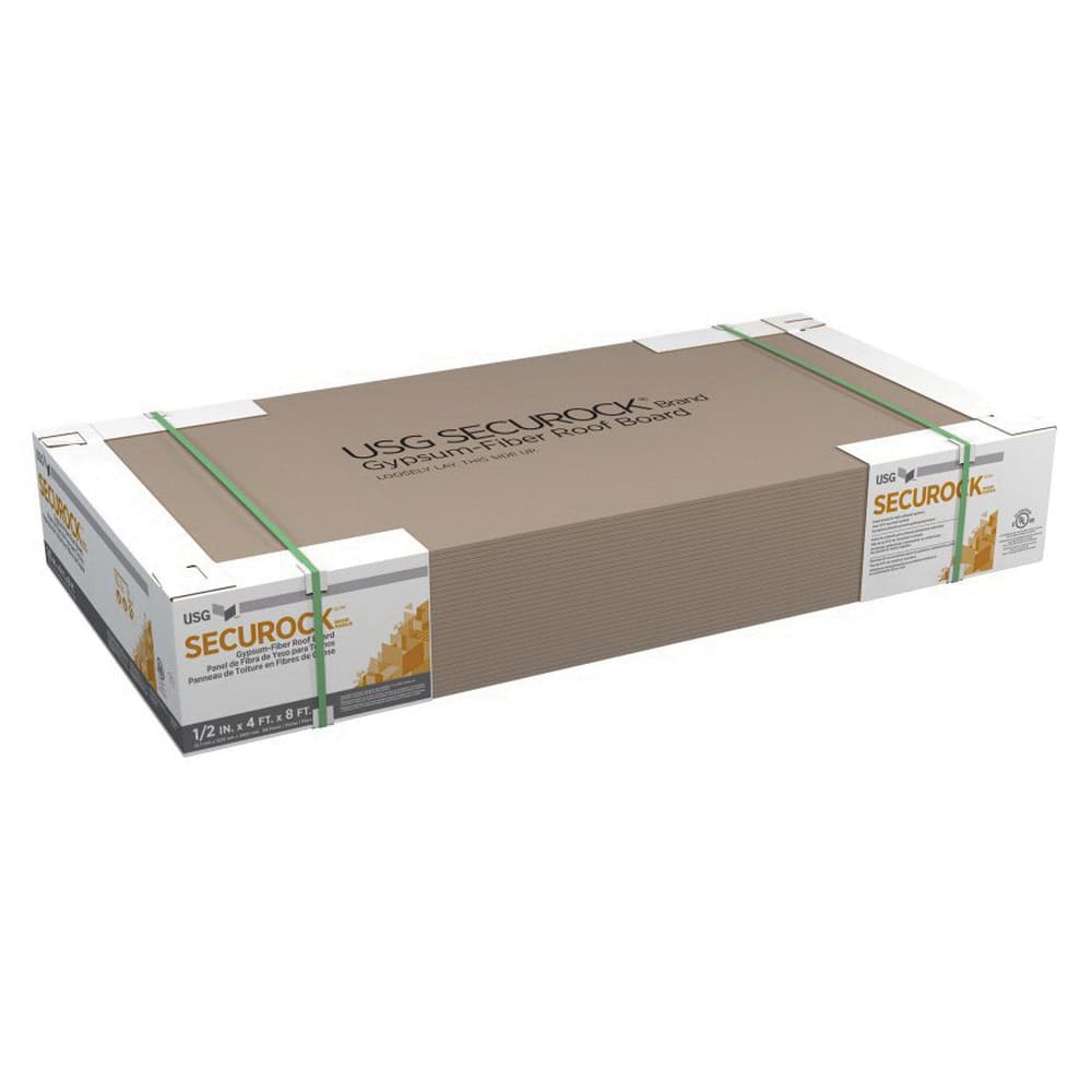 USG SECUROCK Brand Gypsum-Fiber Roof Board 1/2" x 4' x 8'