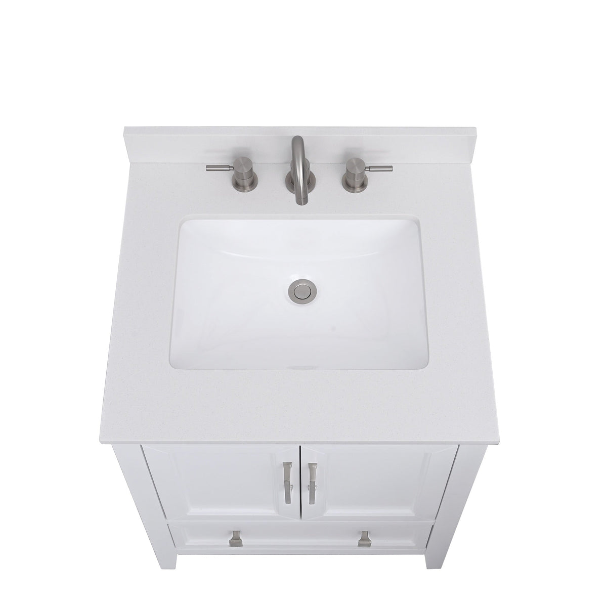 Avanity 25-in Everest White Quartz Bathroom Vanity Top with Rectangular Sink and 4-in Backsplash