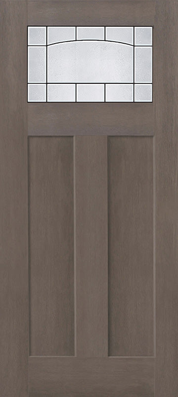 Steves & Sons Regency 36 in. x 80 in. LHOS 4 Lite 1/4 Toplite Clear Glass Ashwood Stain Fir Grain Fiberglass Prehung Front Door