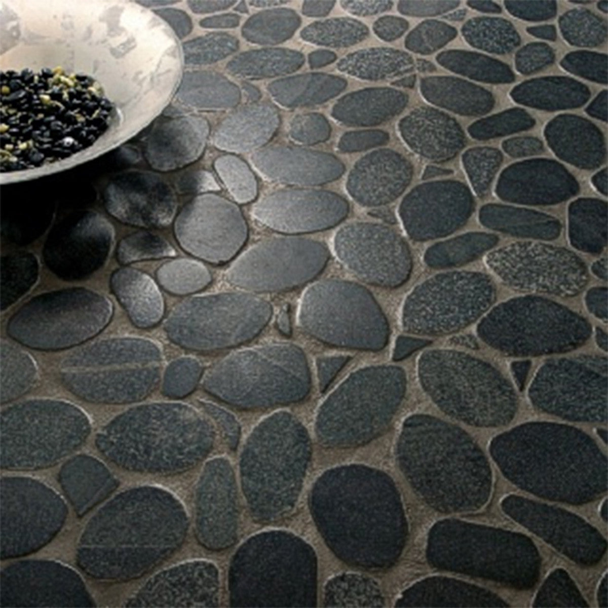 Emser Flat Rivera Pebble 10-Pack Gold Natural Stone Border Tile (12-in x 12-in)