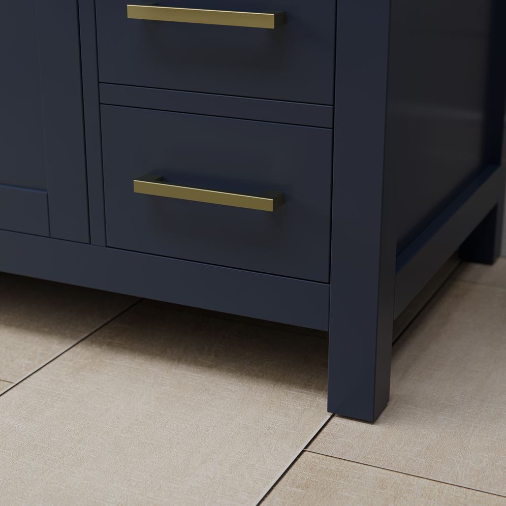 Wyndham Collection Beckett 36" Single Sink Bathroom Vanity in Dark Blue with Cultured Marble Top