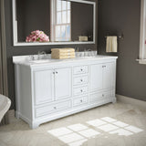 Wyndham Collection Deborah 72-in White Double Sink Bathroom Vanity with White Carrara Natural Marble Top