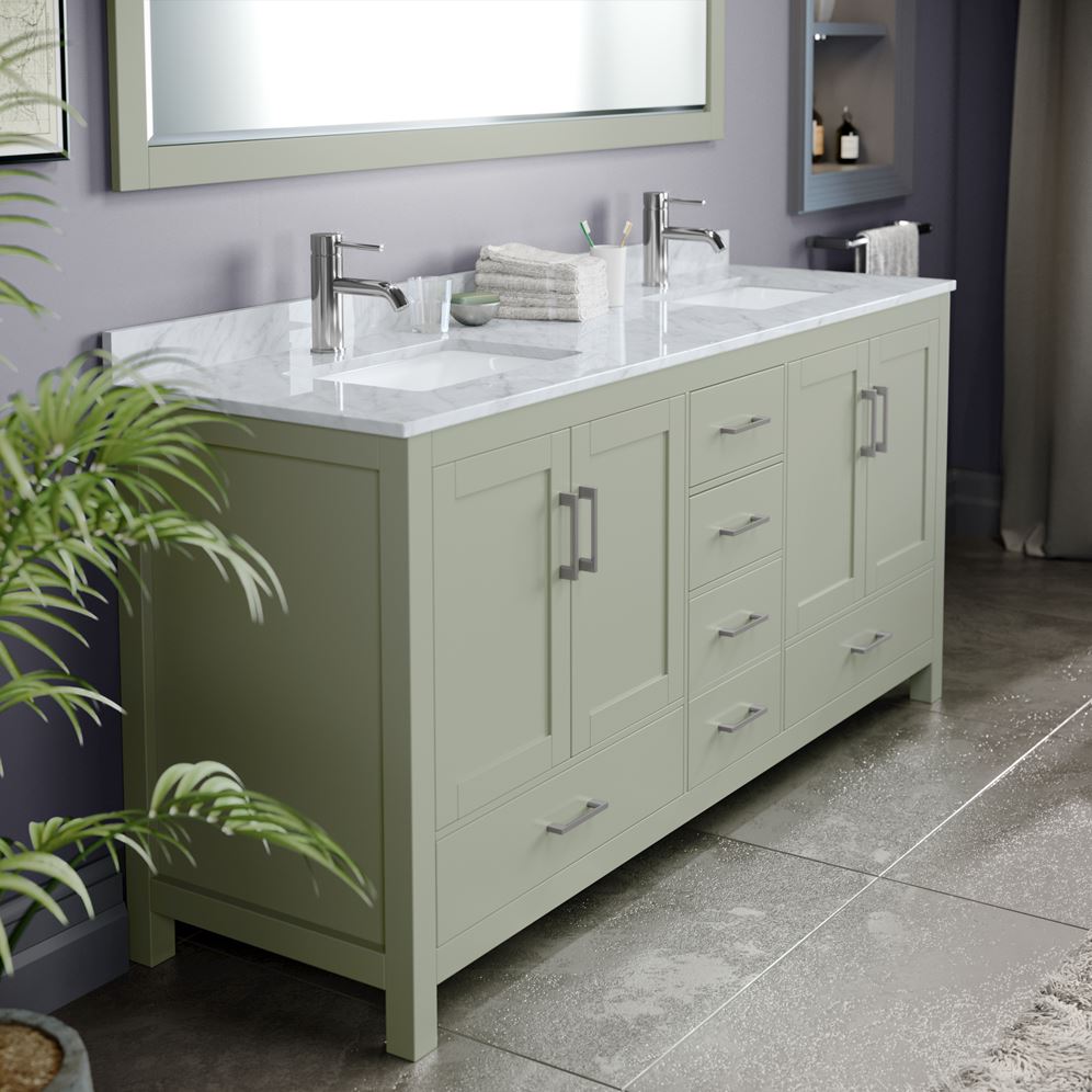 Wyndham Collection Sheffield 60-in Espresso Double Sink Bathroom Vanity with White Carrara Marble Top, Mirror Included