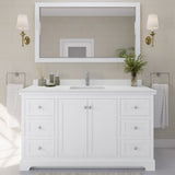 Wyndham Collection Avery 60-in White Single Sink Bathroom Vanity with White Carrara Marble Top