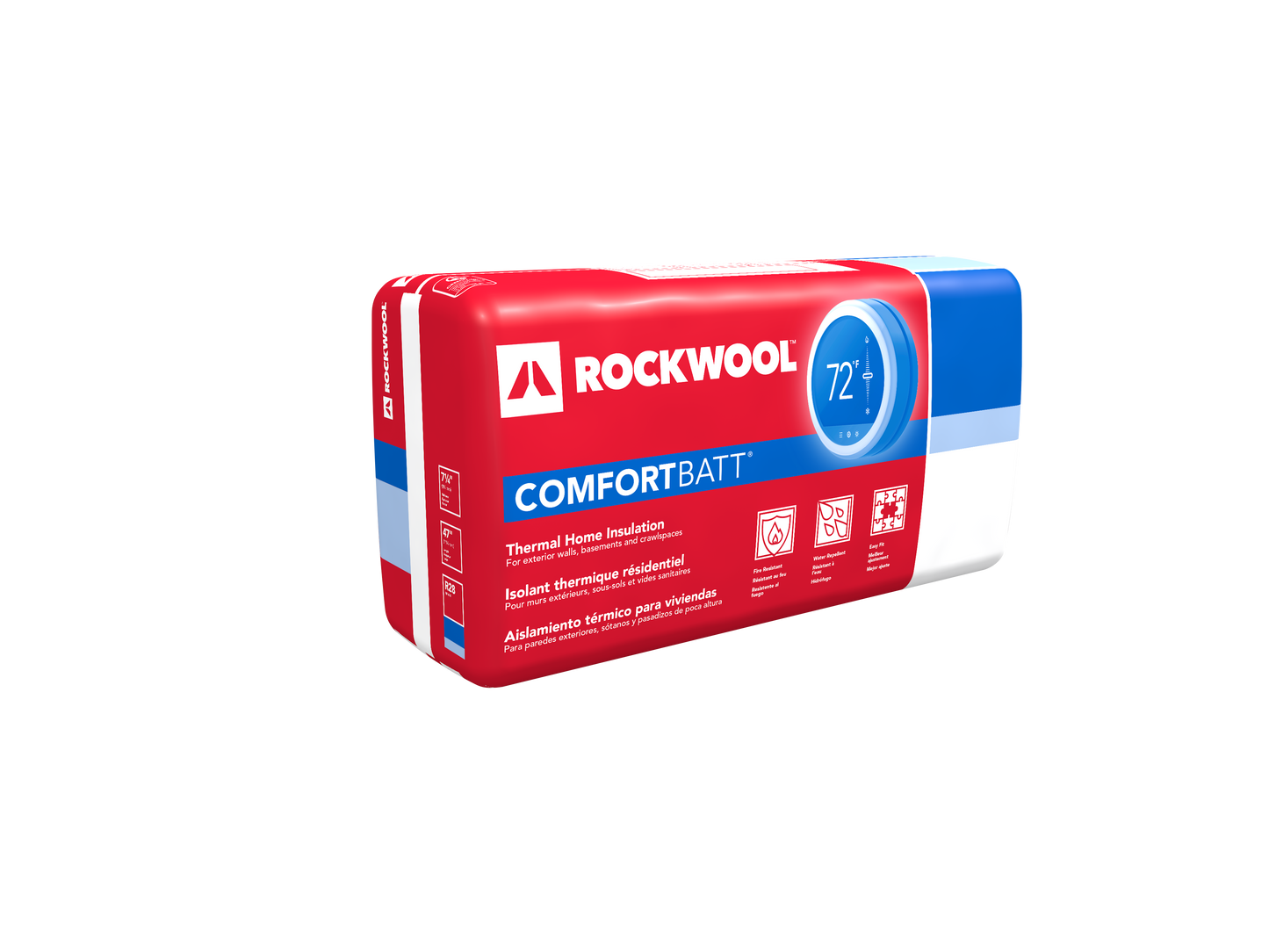 ROCKWOOL Comfortbatt R-15 Unfaced Mineral Wool Batt Insulation, 3-1/2 in x 23 in x 47 in (60.06 sq ft)