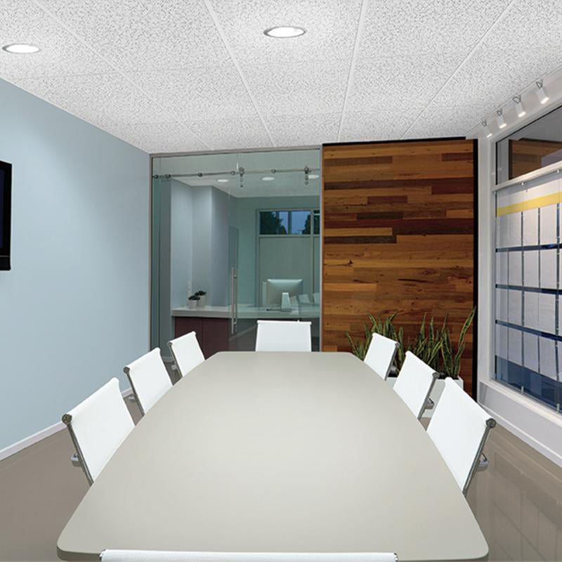 Armstrong Ceilings Random Textured 24 in. x 24 in. Fissured Drop Acoustic Ceiling Panels, 15/16 in. Grid, Contractor 4-Pack - White