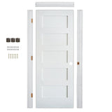 Krosswood 36 in. x 96 in. Shaker 5-Panel Primed Solid Hybrid Core MDF Interior Door Slab
