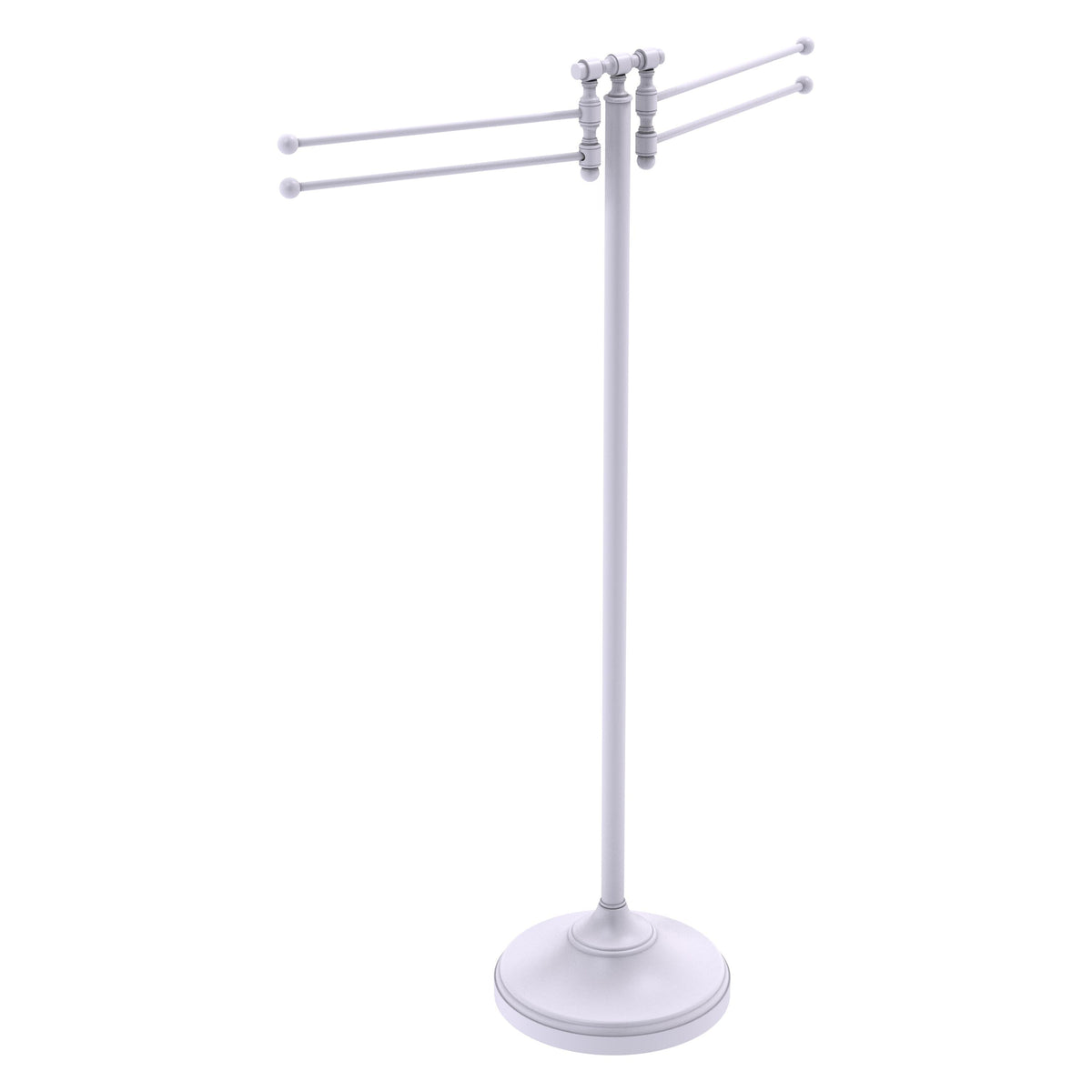 Allied Brass Towel Stand with 4 Pivoting Swing Arms in Matte White