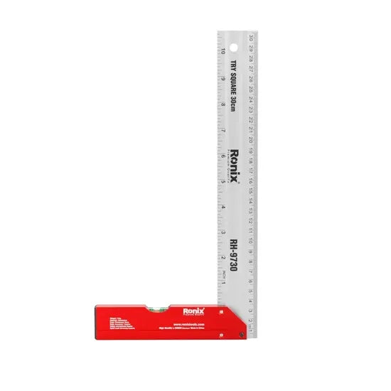 Ronix Rh-9730 Angle Square 30cm 90 Degree Measuring Metric and Imperial Scales Tools L Shape Aluminium Try Square Rule