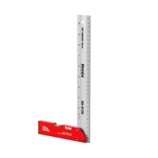 Ronix Rh-9730 Angle Square 30cm 90 Degree Measuring Metric and Imperial Scales Tools L Shape Aluminium Try Square Rule
